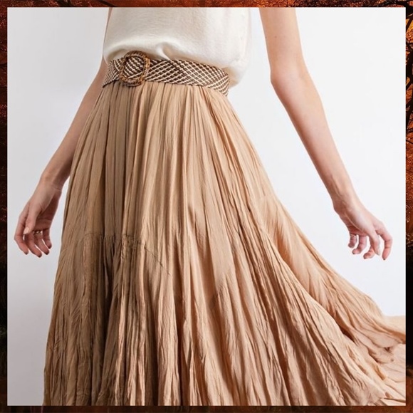 EASEL Crinkled Chiffon Overlay Uneven Hem Midi-Maxi Skirt or Tube Dress Lined - Picture 8 of 14